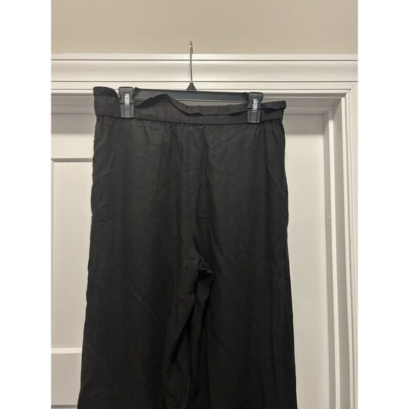 Ann Taylor Loft Women's Size Medium Pants Black Linen Blend Wide Leg Pull On - Picture 8 of 8